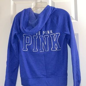 VS Love Pink Royal Blue Zip-up Hoodie Size XS